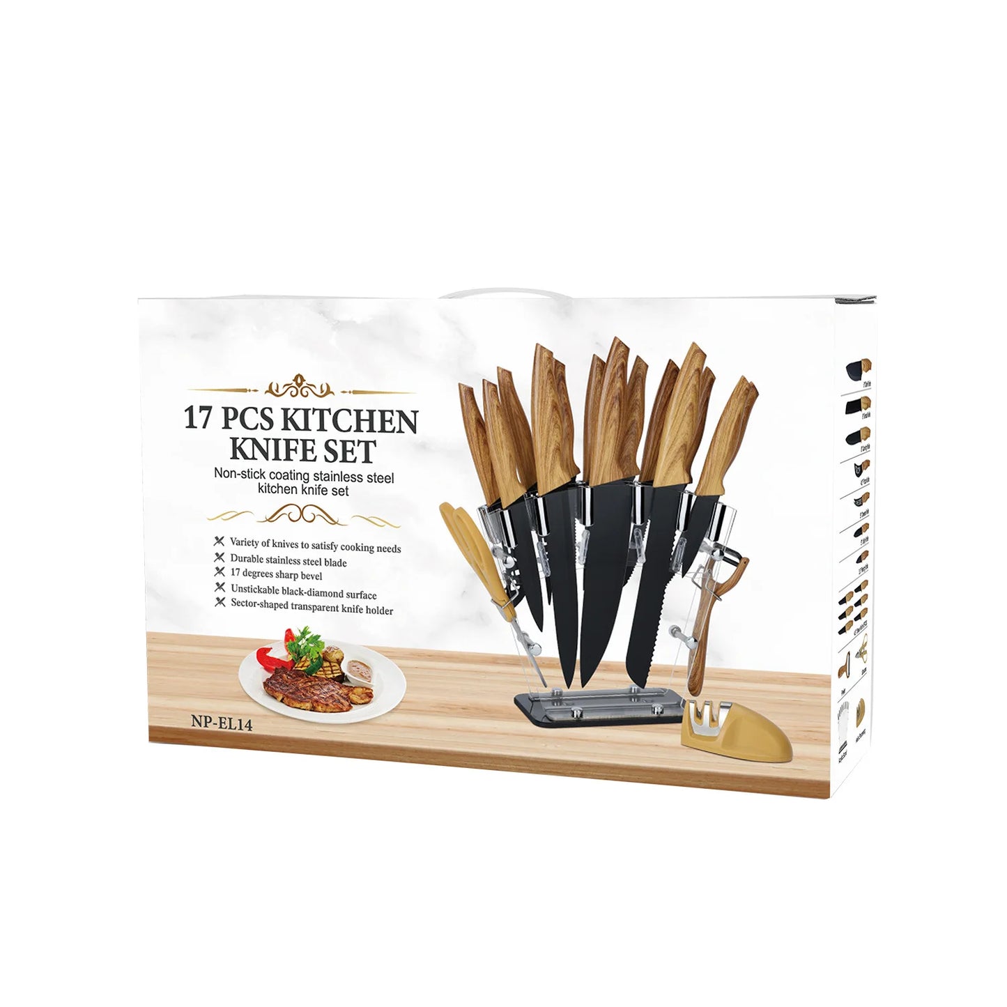 KüchenMeister 17tlg Messer Set Edelstahl - 20cm 17 Teile