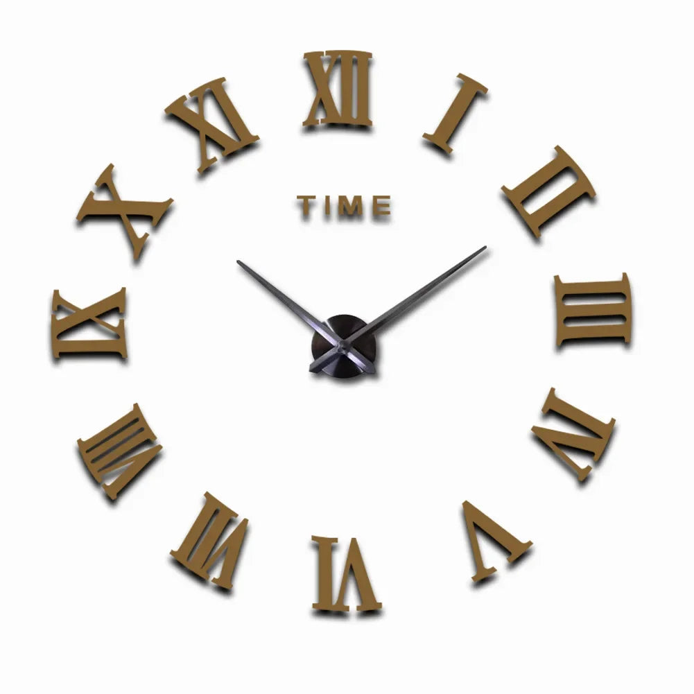 DIY Wall Clock for Home Living Room 80-120cm Modern Style Frameless 3D Wall Clock Acrylic Mirror Stickers Hotel Room Decoration