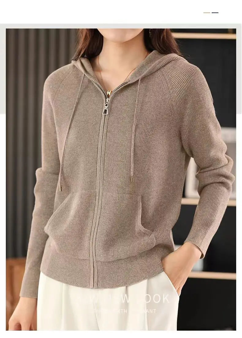 Cardigan LTYQIN cu fermoar dublu, mărimea M, 220-320 g/m²