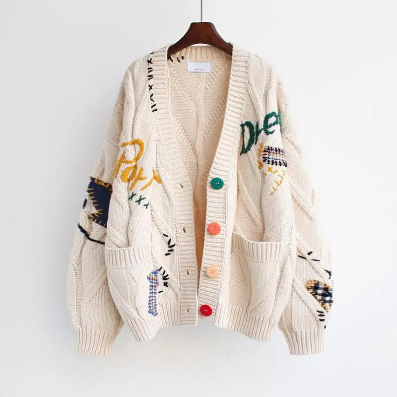 WonMiracle V-Neck Strickjacke Cardigan - Polyester Größe L