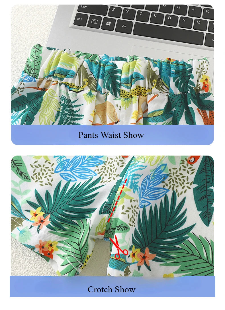 Somenie Boys Summer Shirt Set Clothes Infant Vacation Style Thin Short Sleeve + Shorts 2 Piece Kids Clothes Trend 2025