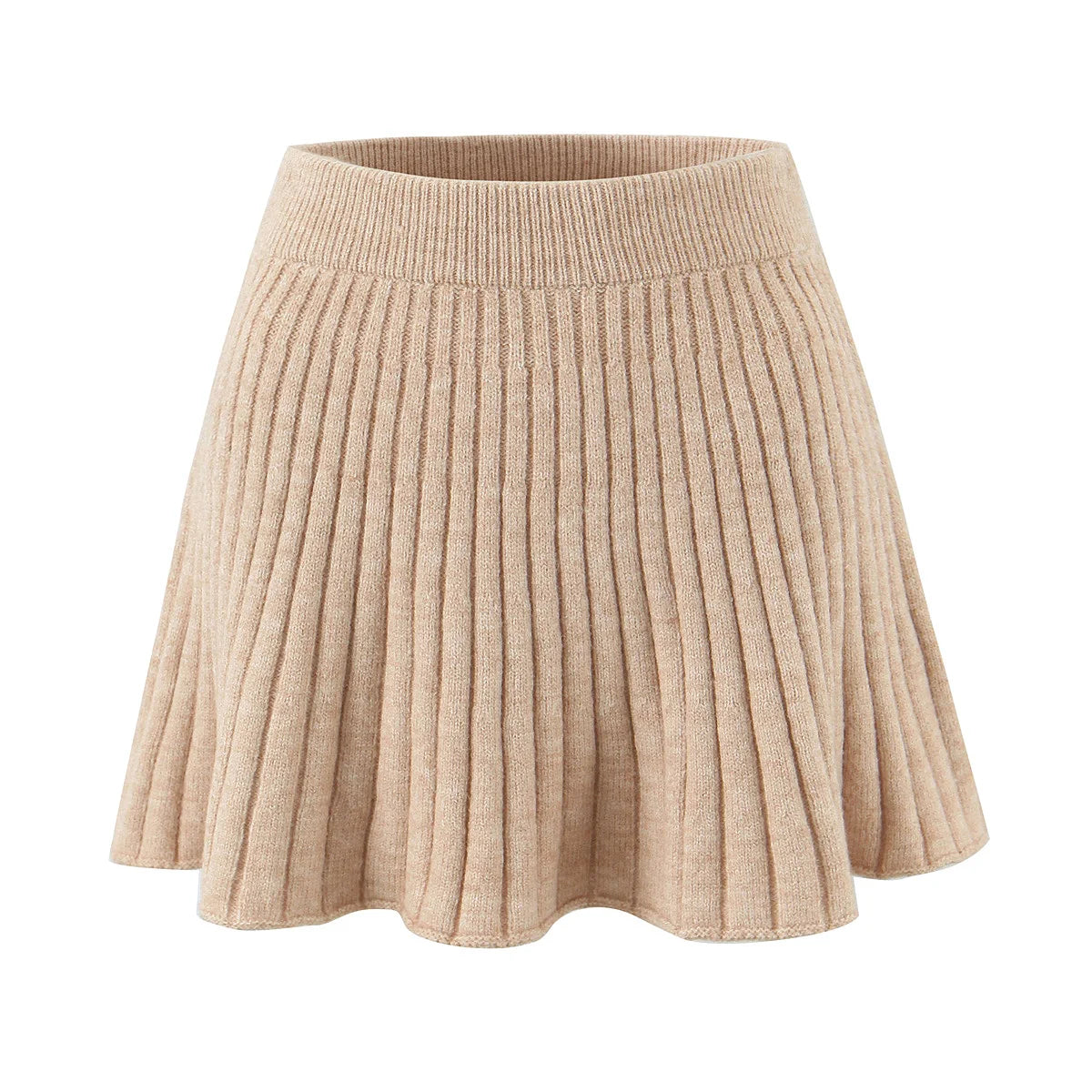 ZJOAN SHOWCN O-Neck Cardigan Set - Knopfverschluss Kurzrock Elastischer Bund Grau Khaki Größe Regular Extra-Heavy