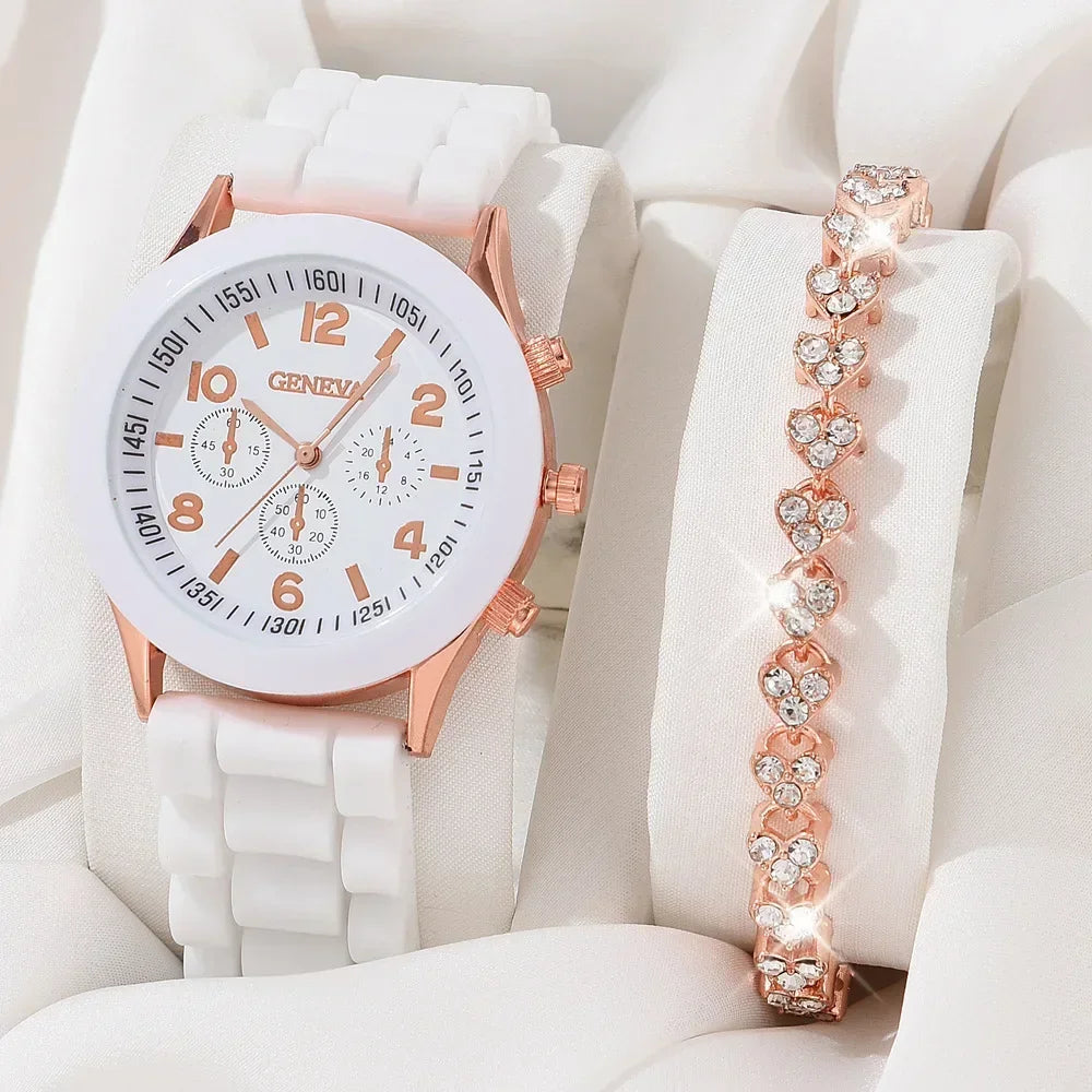 Luxus Set Elegantes Schmuckset - Uhr Ring Kette Ohrringe