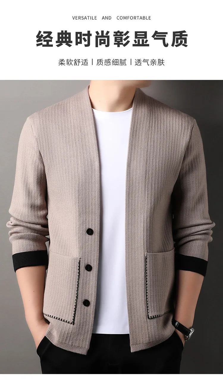 CN Cardigan Einfarbig - V-Ausschnitt, Polyester, Einreihiger Verschluss