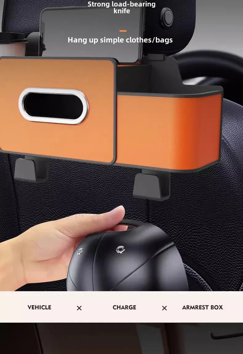 Scaun auto spate banchetă piele multifuncțională cutie de depozitare cutie de șervețele auto geantă de depozitare suport pentru pahare de apă cu cârlig cutie de depozitare