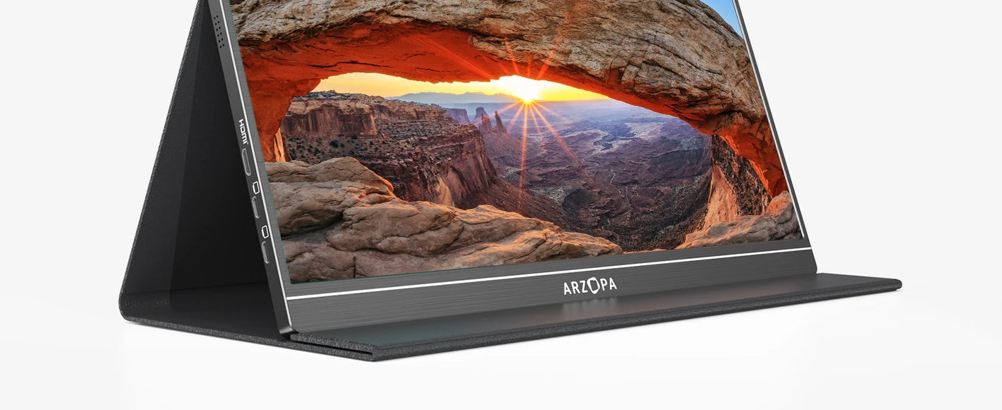 ARZOPA 1080P Portable Monitor 15.6 inch Monitors for Laptop MAC Switch Xbox Phone ps4 PC USB C HDMI-Compatible Computer Display