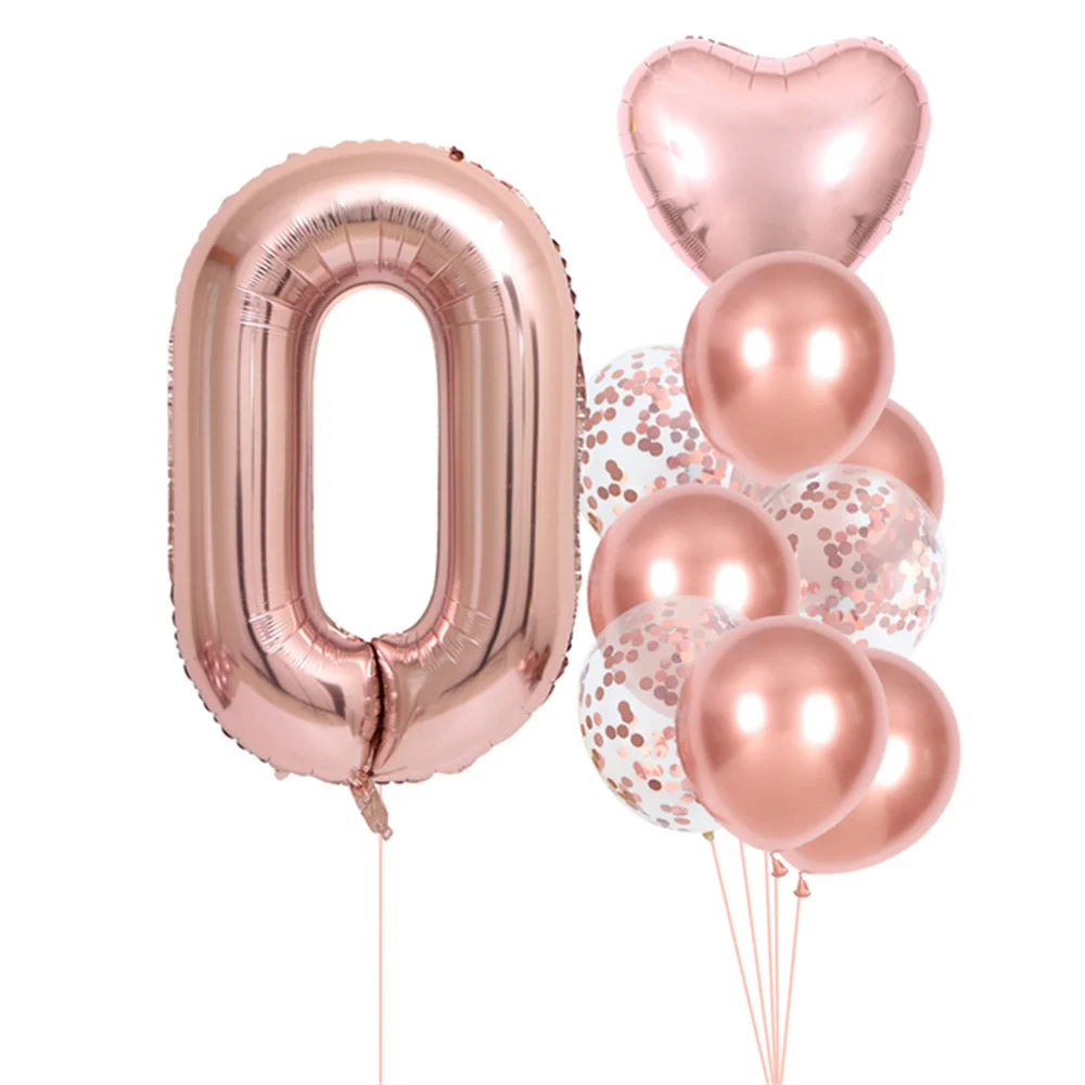 GIHOO 21118 Zahlenballons Roségold - 10 Stück 40 cm Latex