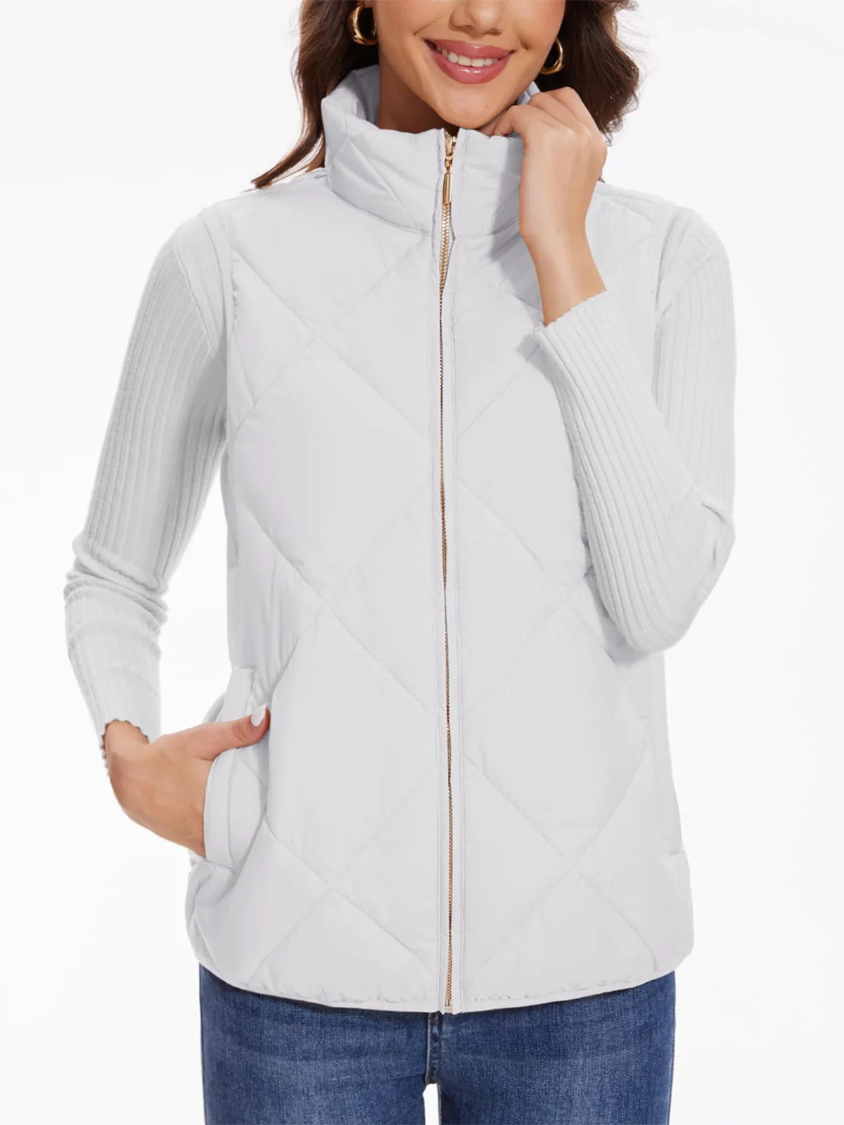 TACVASEN Steppweste Damen gefüttert - 4 Taschen, 95%