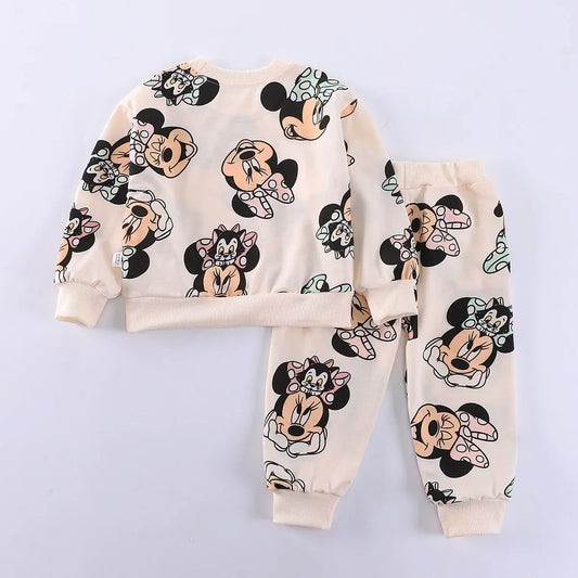 Infant Girls Spring Autumn Clothes Sets Kids Minnie Mouse Long Sleeve T-shirt And Pants 2pcs Suits Baby Girl Fashion Clothing