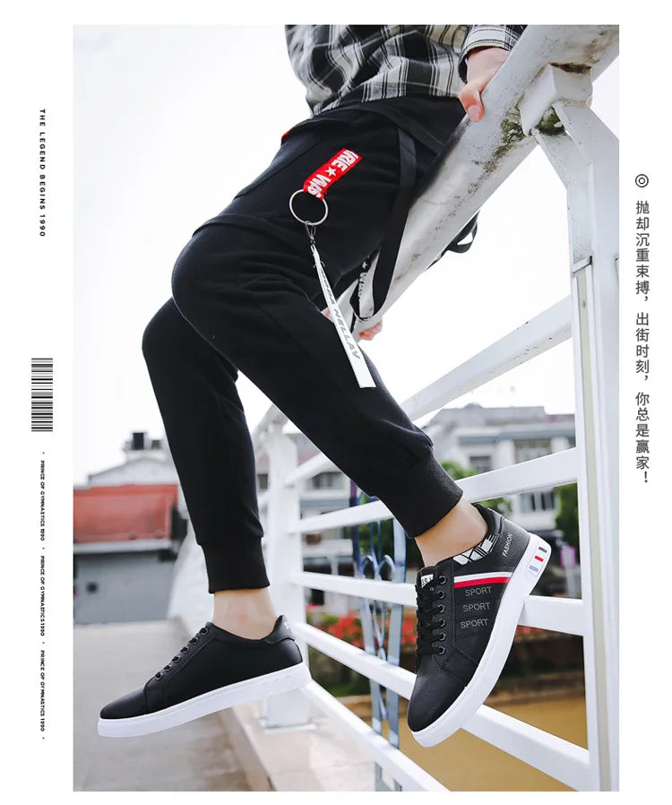 Men Shoes 2024 New White Fashion Sneakers Comfortable Leather Casual Flats for Male Plus Size Youth School Skateboard Sneakers