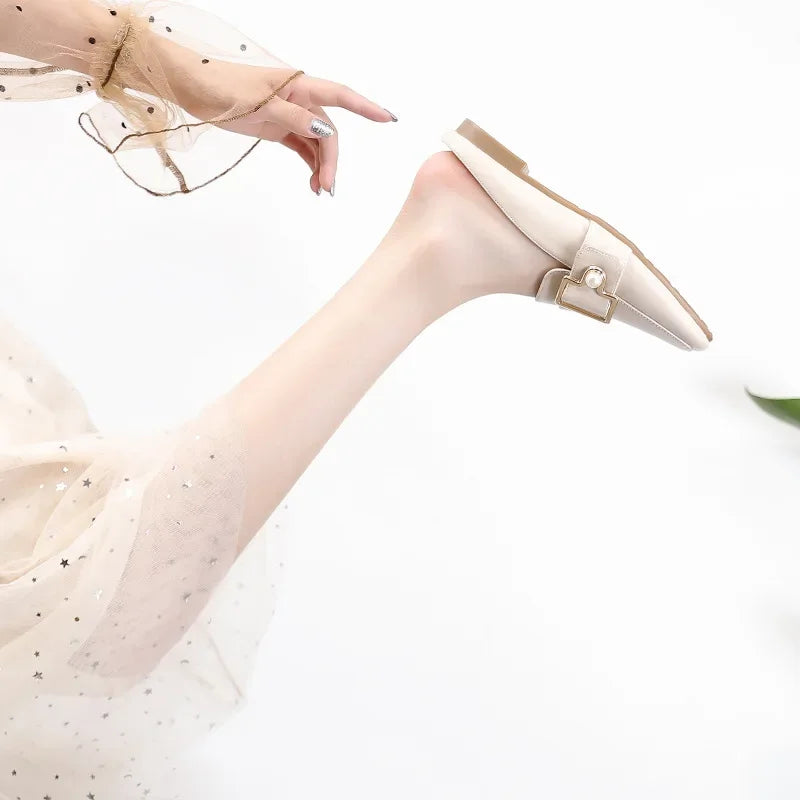 Damen Slipper 2025 - Mode Leder Loafer Ohne Absatz - Slip-On Sommer Outdoor Leichte Walking Schuhe