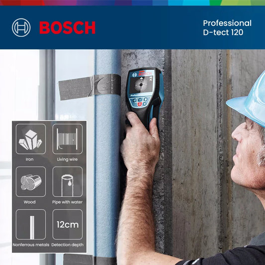 BOSCH D-TECT 120 Metalldetektor 2025 - Professional Digital Wandscanner - Balkenfinder Kabel Wasserrohr Holz Metall