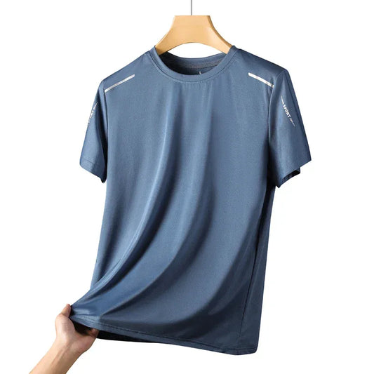 CHRLCK Men's Running Quick Drying T-shirts Breathable Hiking Fishing Tees Soft Elasticity Outdoor Sports Short Shirt Summer - Golden Bridge Store