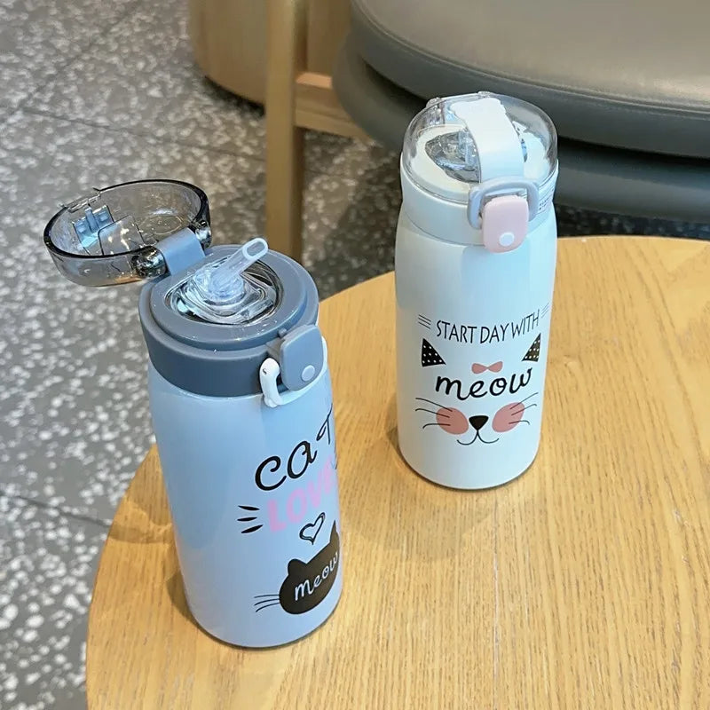 CREAWIND Cartoon Cat Vakuumflasche - Edelstahl 350/500ml