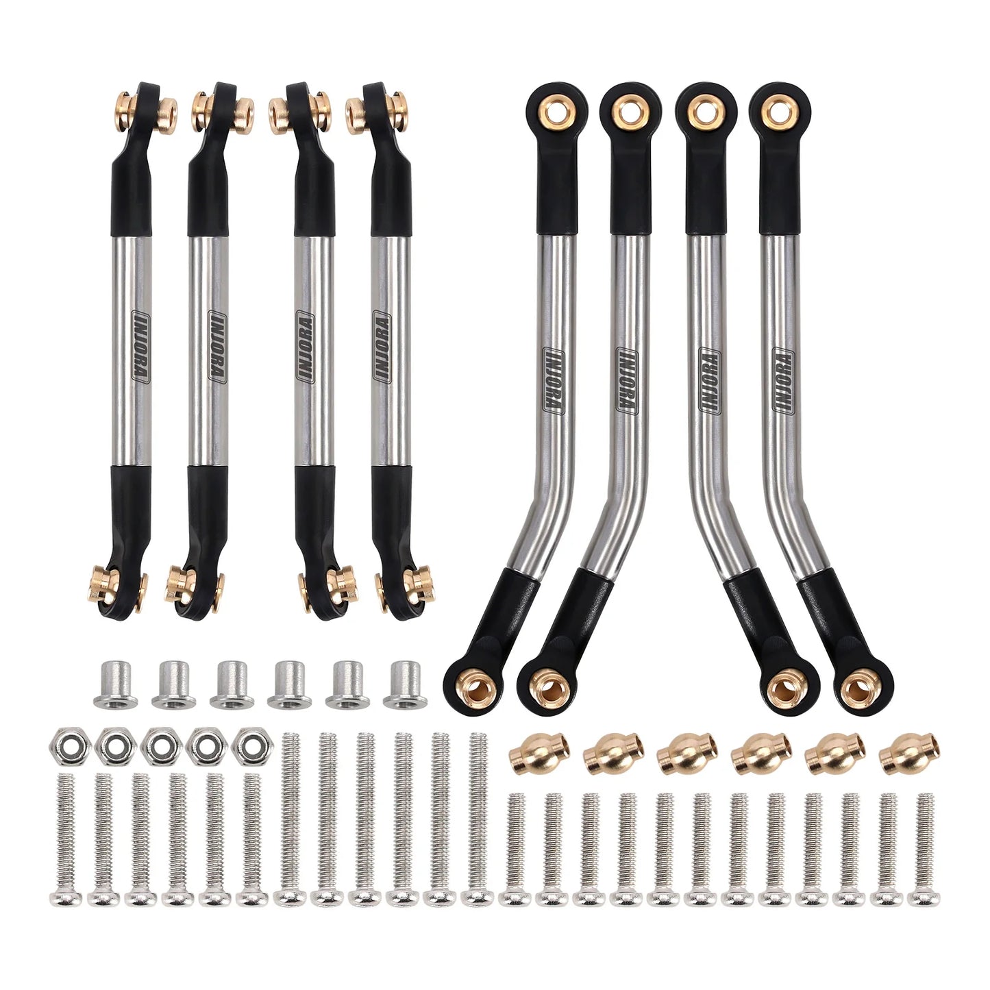 INJORA Stainless Steel High Clearance 4 Links Set for 1/18 RC Crawler FMS FCX18 LC80 Upgrade (FCX18-02)