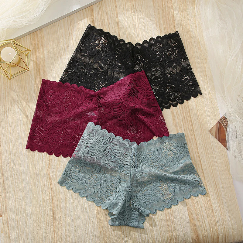 All Of Me Spitze V-Taillen Dessous - 3er Set Nylon Elastan