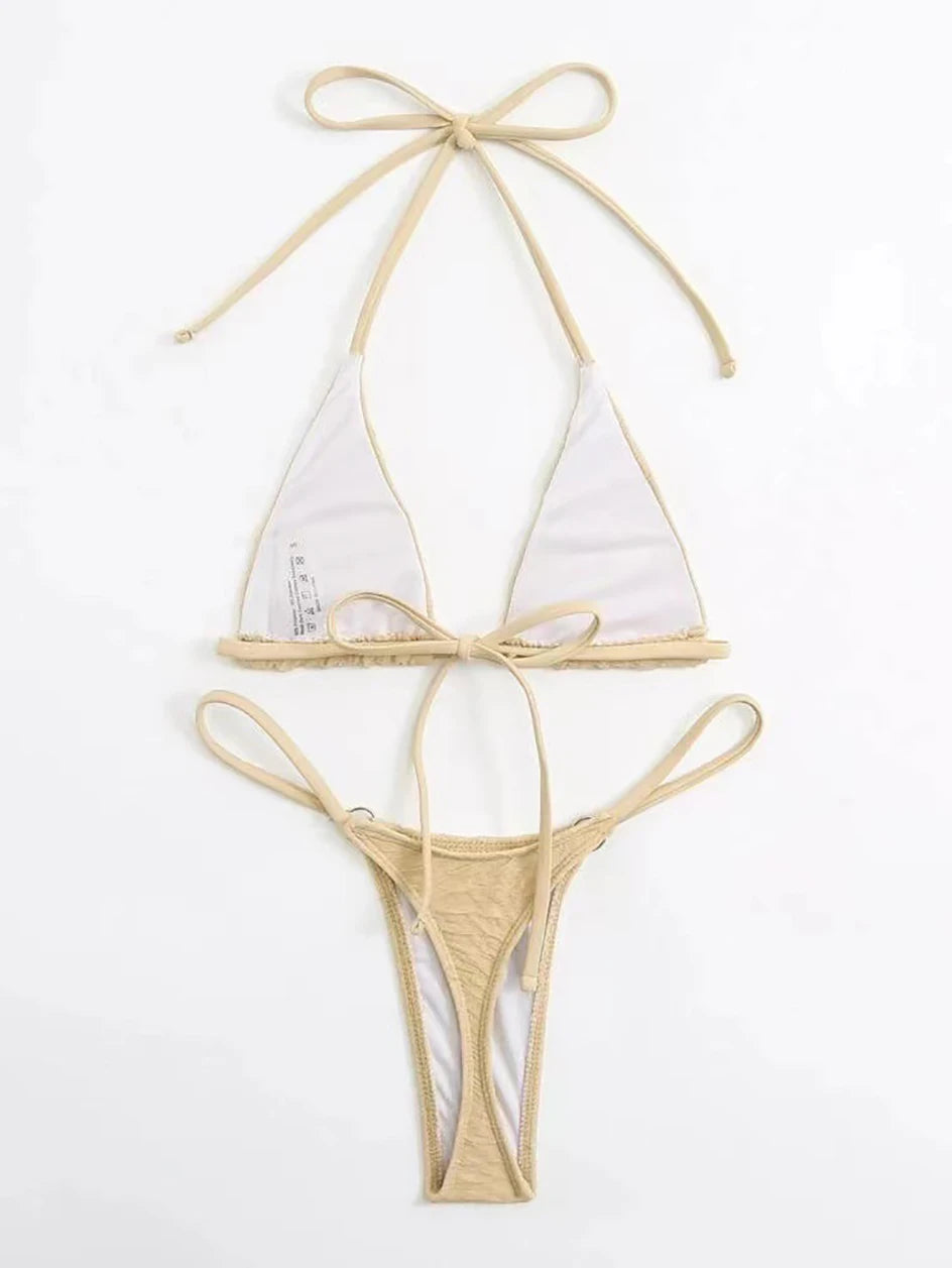 Elegant Micro Bikini Wire-Free Support Low Waist Design Mini Tanga Brazilian Frauen Schwimmanzug