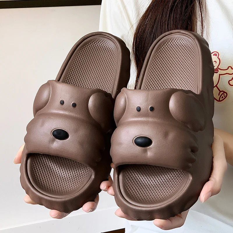 New Cartoon Summer Beach Slippers for Women Thick Sole Anti Slip Bathroom Home Slippers Woman Lightweight Soft EVA Flip Flops