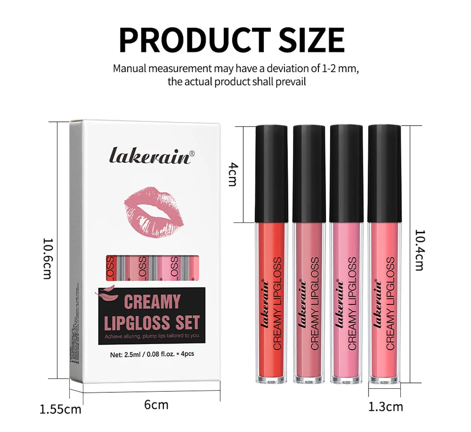 Lipgloss Cream Texture Lipstick Semi-Matte Long Lasting Do Not Fade 8 Colors Experience Richly-Pigmented Shades Peach Makeup