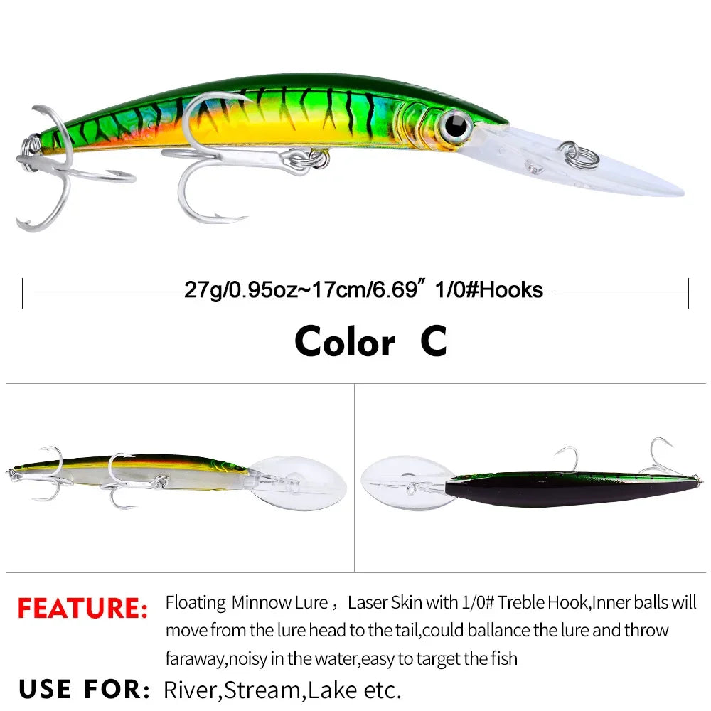 KNCONAN Minnow Köder Tieftaucher - 17cm 27g Kunstköder