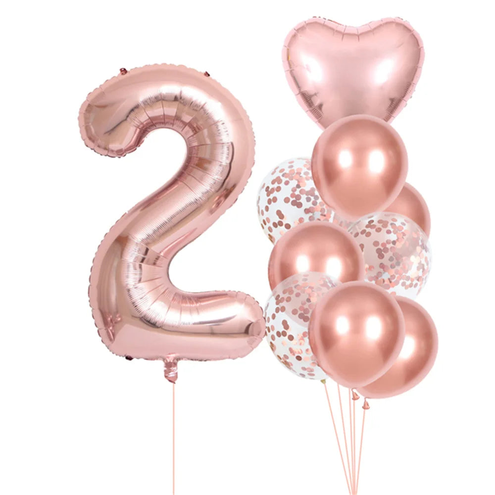 GIHOO 21118 Zahlenballons Roségold - 10 Stück 40 cm Latex