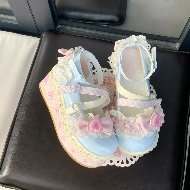 Lolita-Schuhe 2025: Thick-Sole Platform Cross-Strap - Princess Party Collection