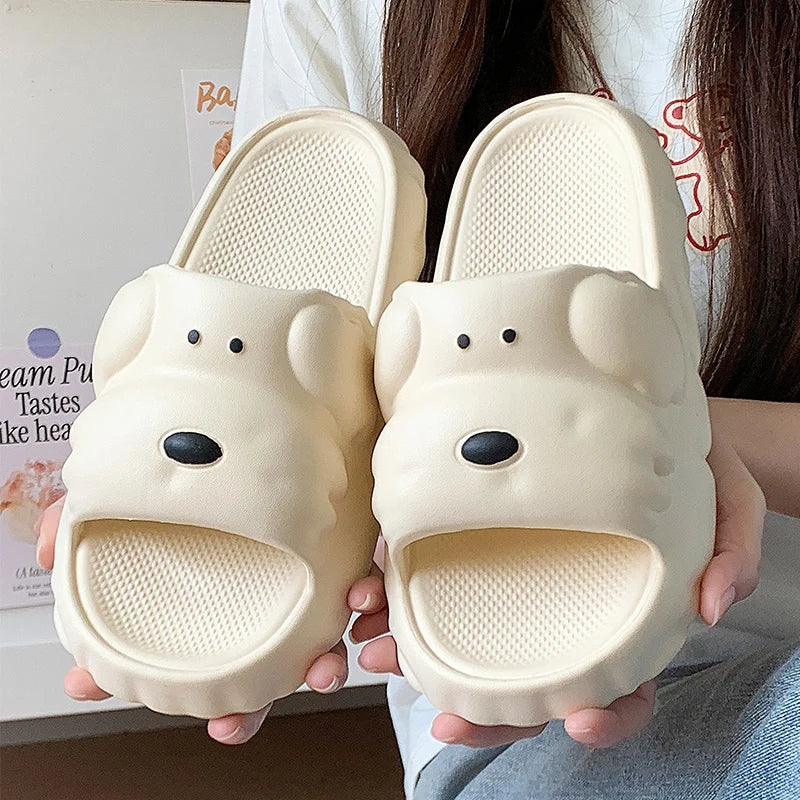 New Cartoon Summer Beach Slippers for Women Thick Sole Anti Slip Bathroom Home Slippers Woman Lightweight Soft EVA Flip Flops - Golden Bridge Store