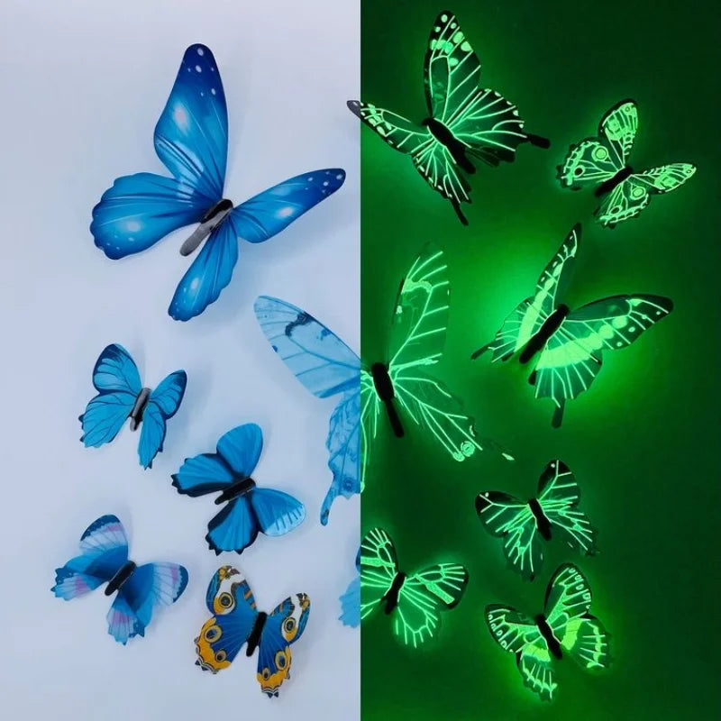 Wandsticker 2025: 12Pcs 3D-Luminous Butterfly - Creative Wall Art Collection