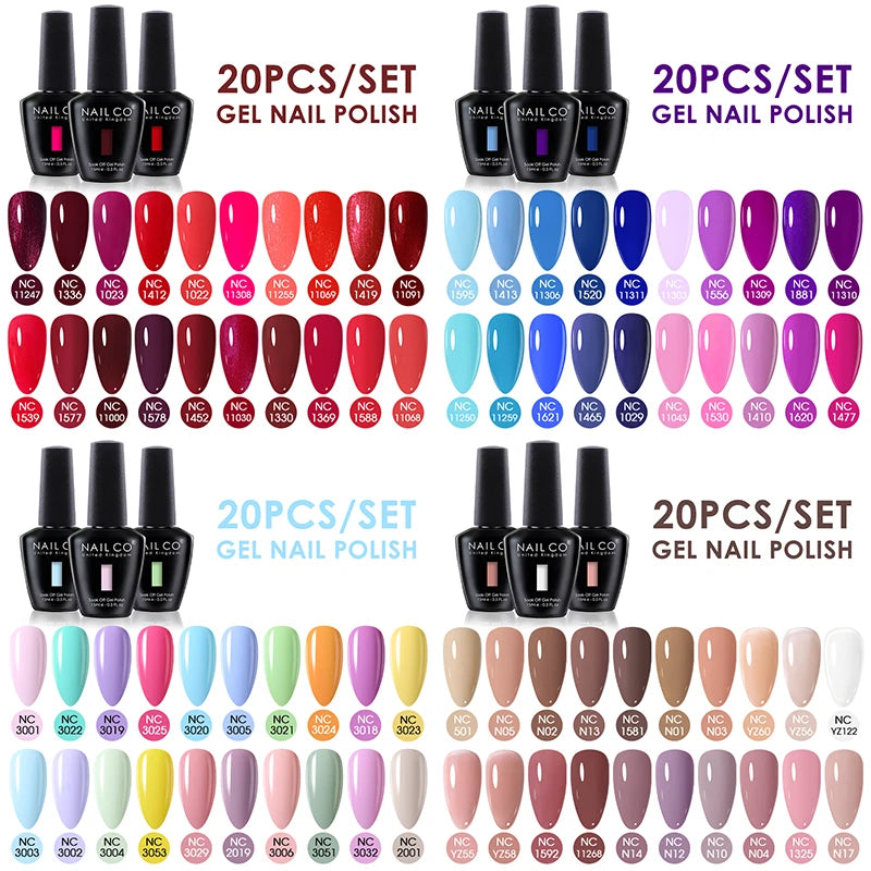 NAILCO 15ml 20 buc/set lac de unghii gel UV semipermanent smalț vernis LED lacuri gel Soak Off Nail Art DIY toate pentru manichiură