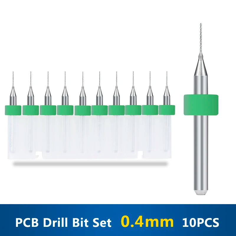 XCAN 10Stk/Set 0.3mm bis 1.2mm PCB Mini Bohrer Bit Wolfram Stahl Hartmetall für Print Schaltkreis Board CNC Bohrer Bits Maschine