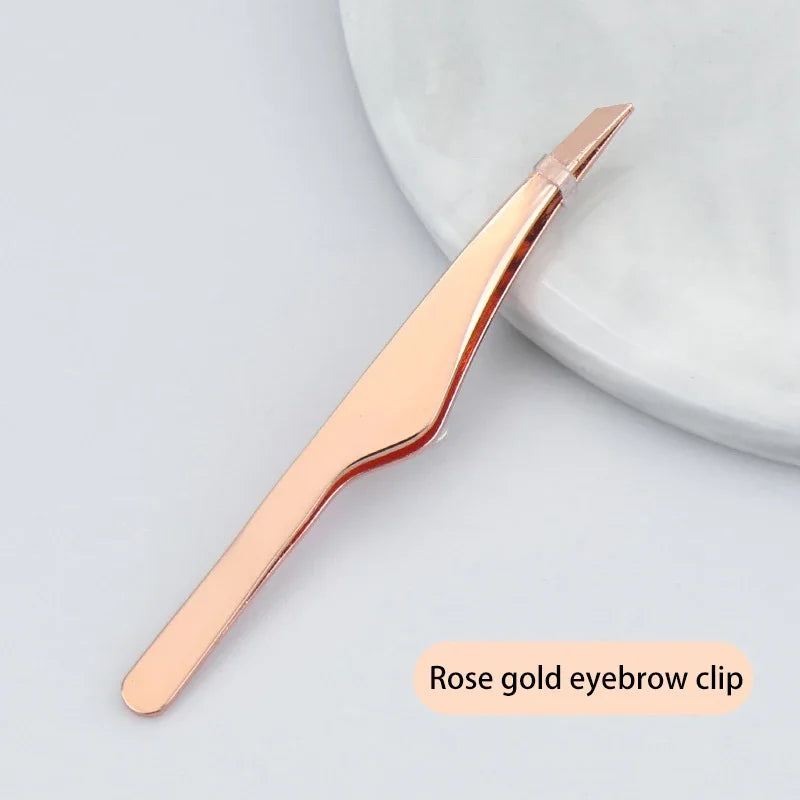 Hair Removal Tweezers Stainless Steel Eyebrow Tweezers Slant Tip Point Tip Flat Tip Rose Gold Silver Black Cosmetic Makeup Tools