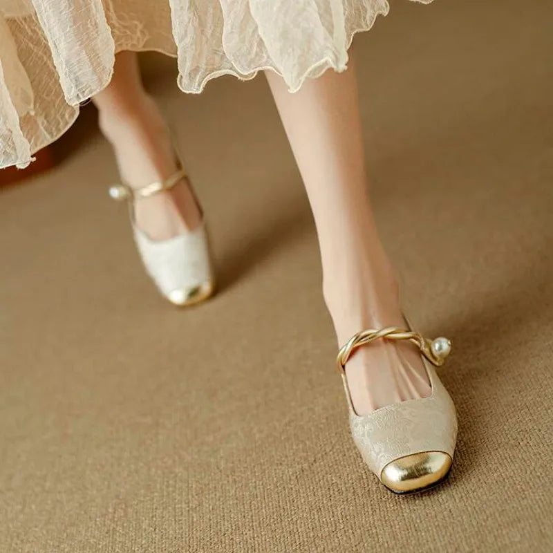 Elegant Mary Jane High Heels Women's Shoes  Spring Summer New Style Luxury Soft Evening Wind Dress French Style Boots