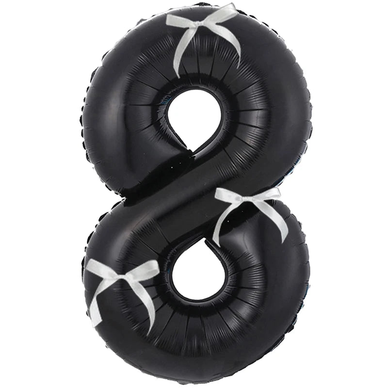 Balon folie Choice de 32 de inci, număr - negru 0-9, 3 fundițe