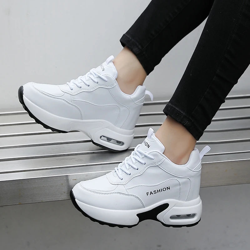 Women Sneakers Thick Soled White Height Increasing High-quality Sports Trend Fashion Walking Breathable Casual Shoes for Women