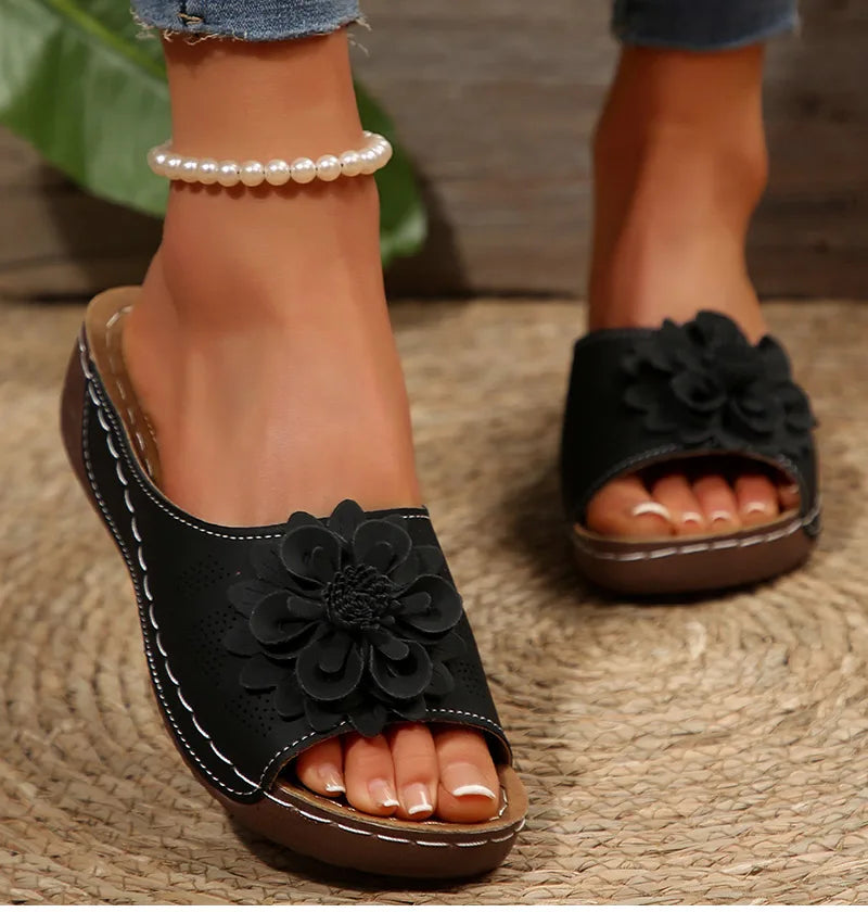 Women's Sandals Soft Heels Sandals Summer 2025 Casual Wedges Heeled Shoes Women Elegant Low Platform Slippers Sandalias Mujer
