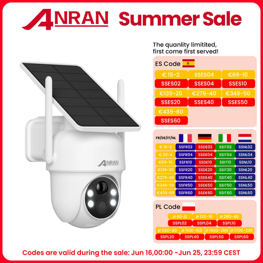 Solar-Überwachungskamera 2025 - ANRAN 5MP WiFi Outdoor - PIR Bewegungsmelder Akku Nachtsicht App-Steuerung