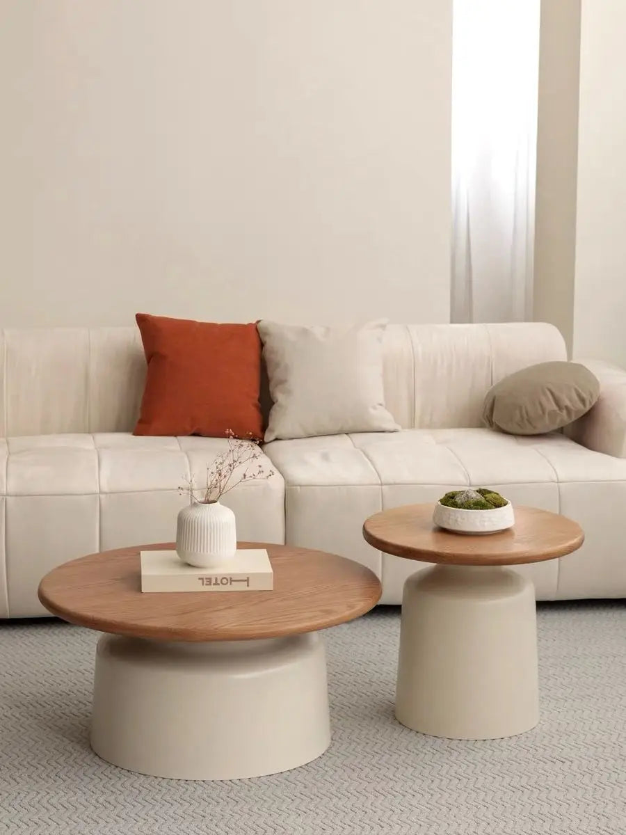 Creamy Wind Apartment Coffee Table Living Room Household Small Apartment Simplicity Iron Round Homestay Coffee Table Furniture