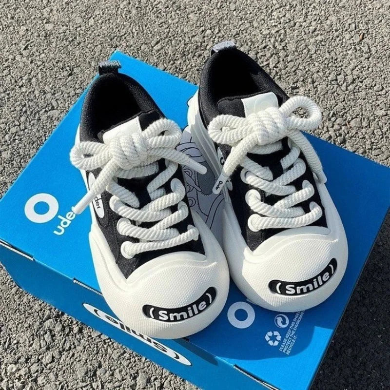 Women Platform Sneakers Leather Casual Ladies Chunky Shoes 2023 White Woman High Black Fashion Brand Thick Soled Wedge Sneakers