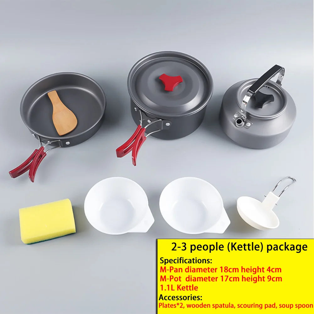 Outdoor camping cookware folding outdoor non stick pot boiling water outdoor set pot portable camping cookware tableware