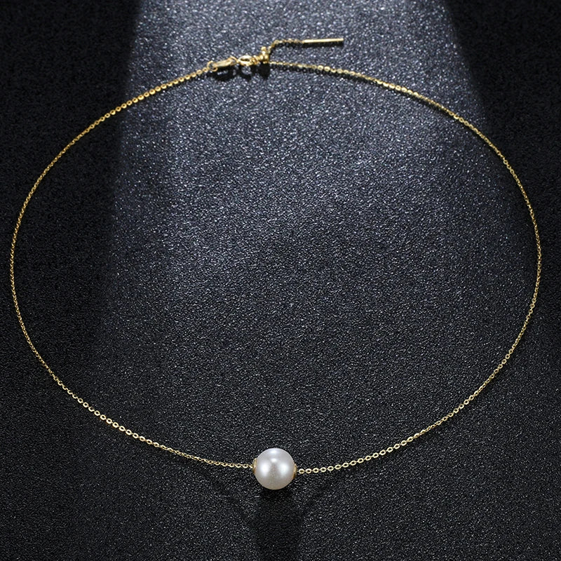 Real Natural Freshwater Pearls Round Shape Pendant Necklace 8-9mm 925 Sterling Silver Classic Fashion Jewelry Gifts for Women