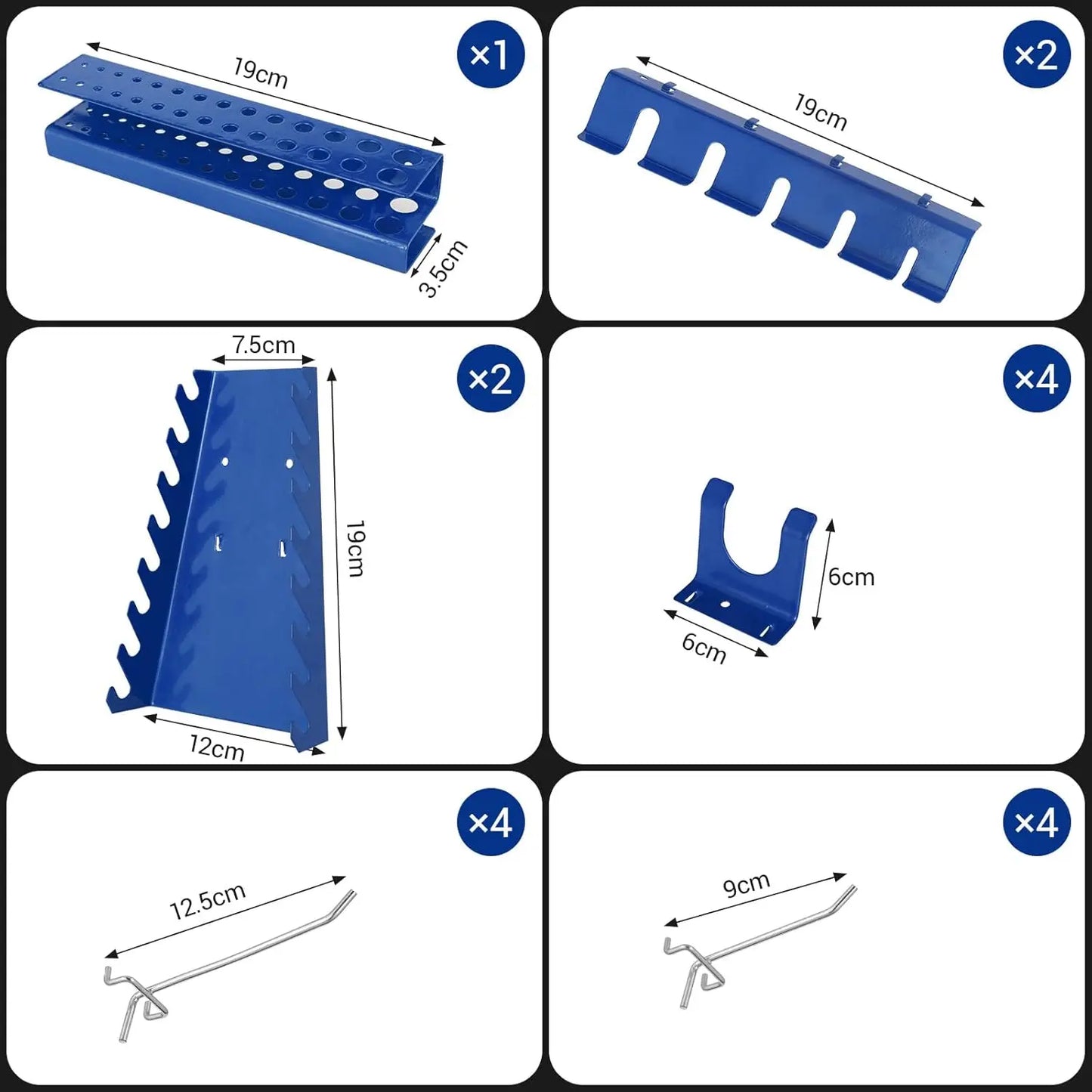 117x55cm Metall Pegboard Wall Organizer, Haken 17PCS Kit, Garage Storage Bins, Panel Tool Organizer Pegboard Wall Control
