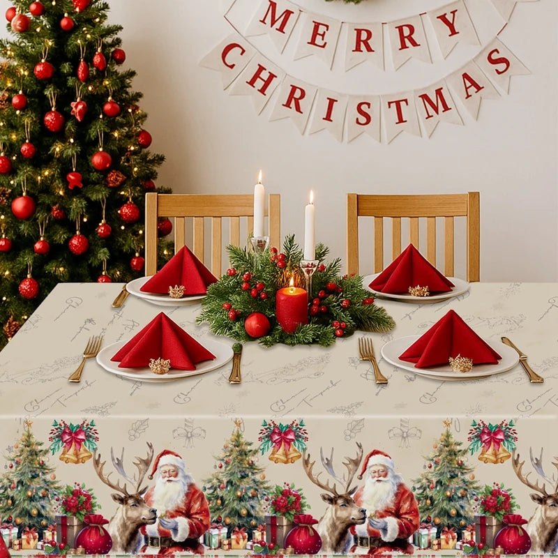 FENGRISE Weihnachtstischdecke Santa Motiv - Größe 140x180 cm Polyester