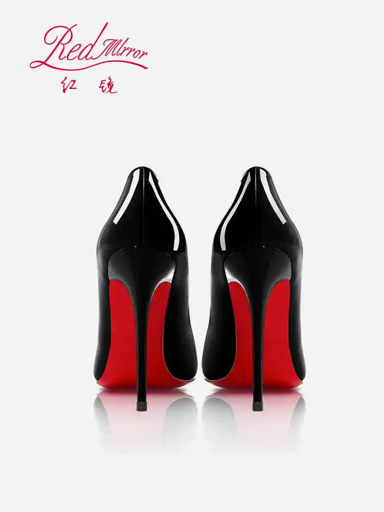Women's elegant high heel shoes Luxury Brand Black Women heels shoes woman 2025 trend Red Shiny Bottoms Pointed Toe Sexy Pumps