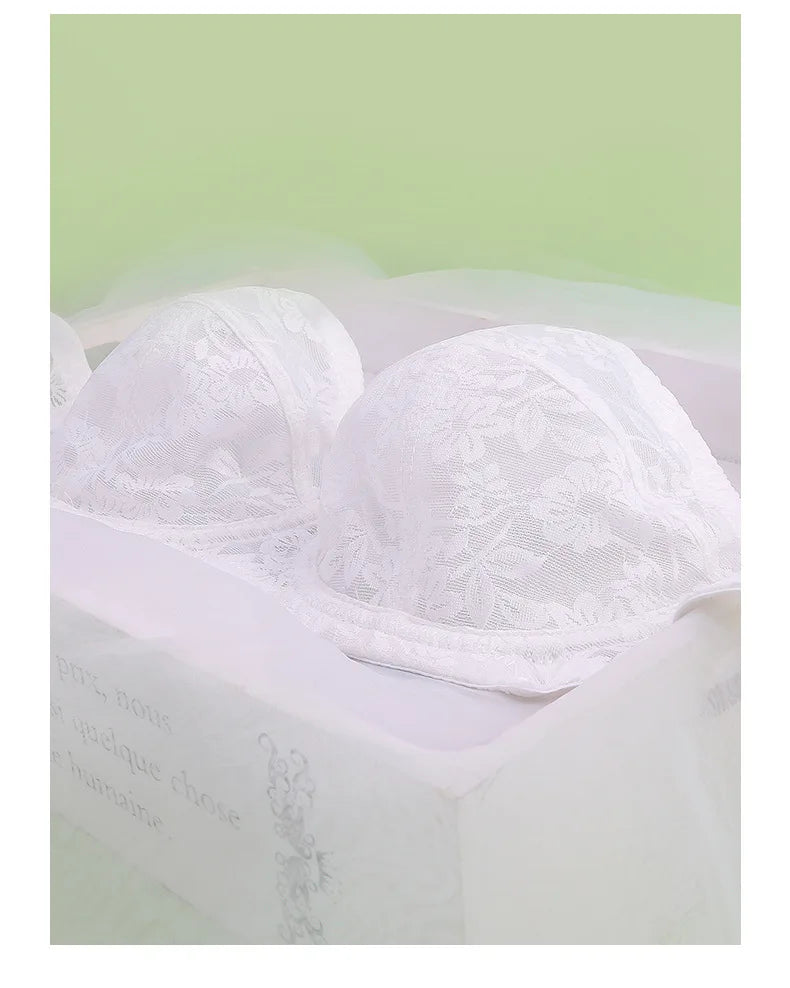 Women's Lingerie Strapless Ultra Thin Bra Transparent Embroidery Floral Brassiere Sexy Invisible Bralette Ladies Underwear