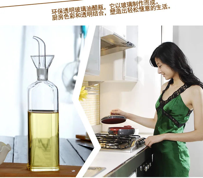High Borosilicate Glass Oil Pot Household Leak-proof Oil & Vinegar Pots Kitchen Soy Sauce Pot Tank Seasoning Bottle