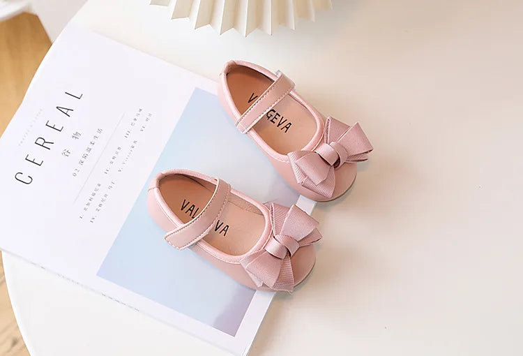 Mädchen Leder Schuhe 2025 - Süße Prinzessin Schleife Einzelschuhe - Frühling Herbst Casual Flats Weiche Sohle