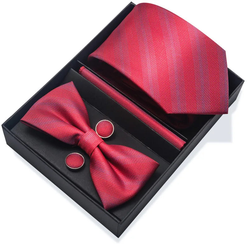 Men's Tie Pin cuff square bow Tie with pocket square cufflinks Set Paisley Men's Business Wedding Suit Accessories 6-piece set