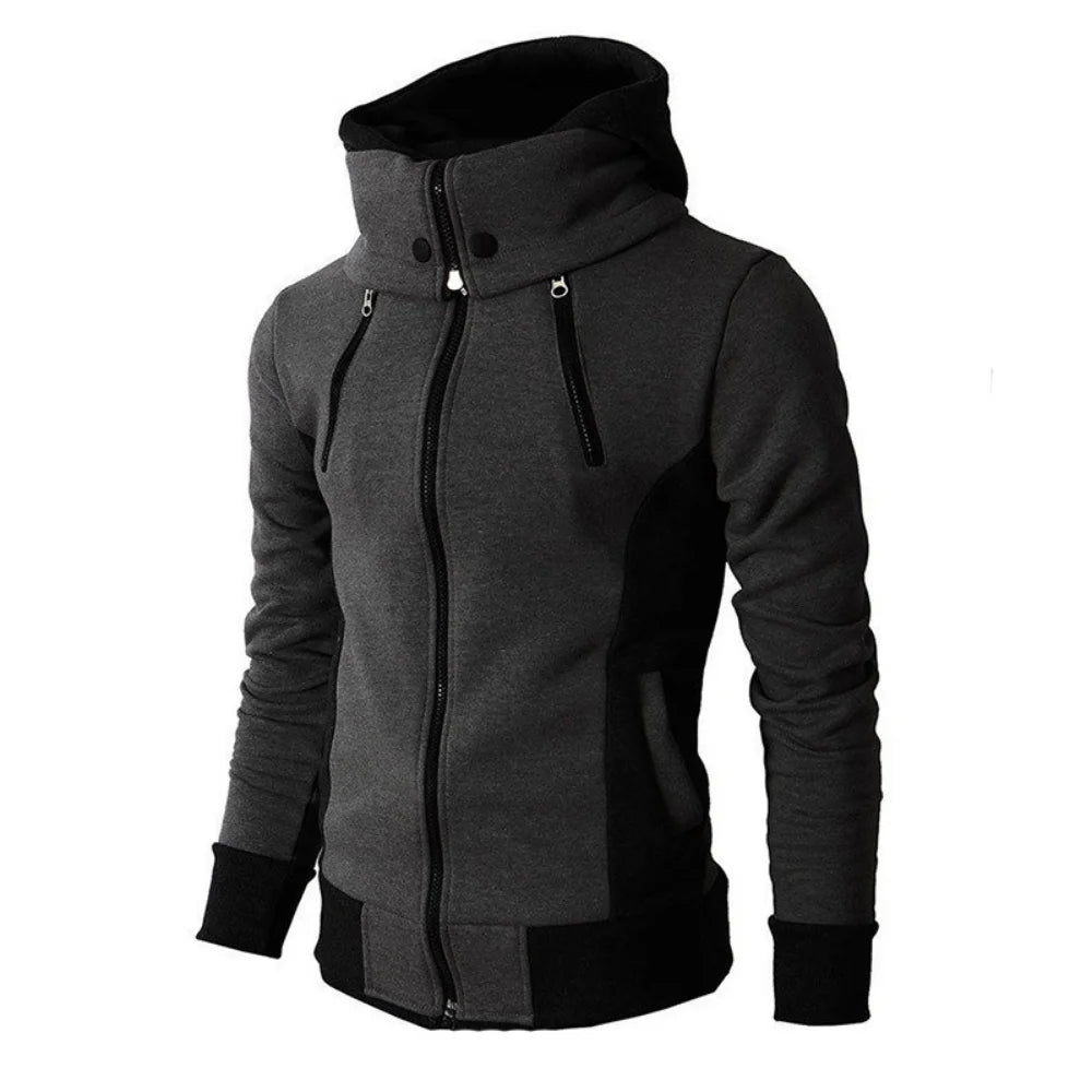 Zipper Slim Fit Fleece-Bomber mit Kapuze - S/M/L, Slim
