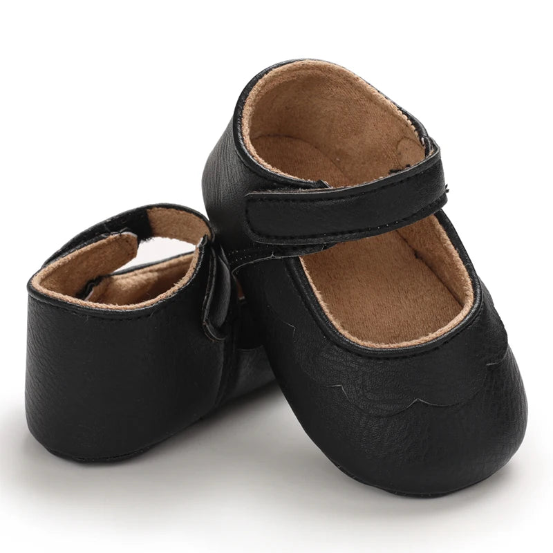 Baby Mädchen Schuhe 2025 - Fashion Einfarbig Leder Blume Prinzessin - Weiche Gummisohle Rutschfest Casual Erste Laufschuhe