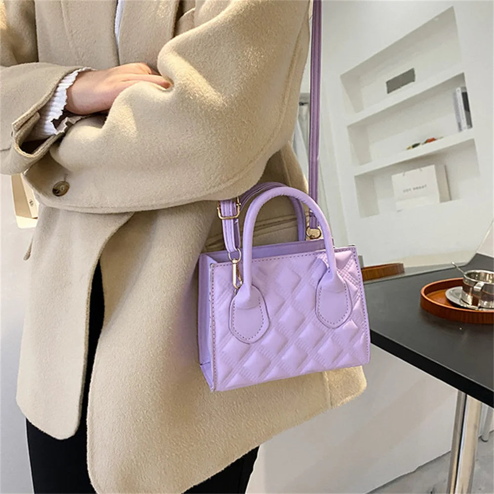 Fashion Shoulder Crossbody Bag For Women Solid Colour Pu Leather Simple Female Daily Bag Casual Handbag Purse Clutches